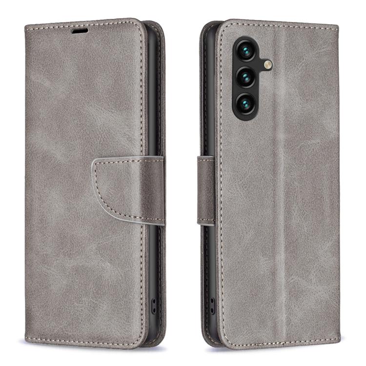 Funda de piel de cordero con tapa de color puro para Samsung Galaxy S25 FE 5G (gris)