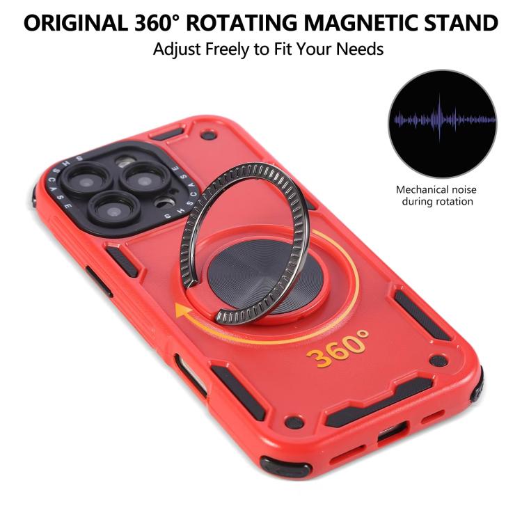 Funda magnética con rotación de 360 grados y mecanismo de tres núcleos para iPhone 11 (roja)