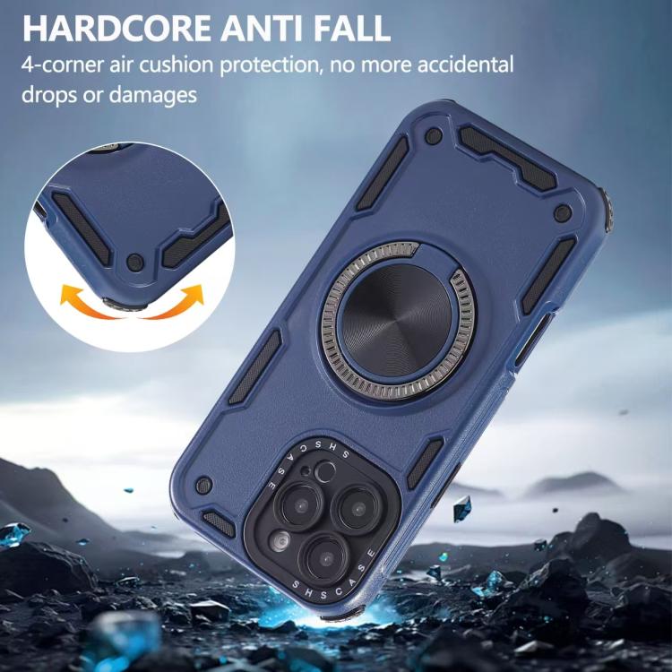 Funda magnética con rotación de 360 grados y mecanismo de tres núcleos para iPhone 14 Pro Max (azul real)
