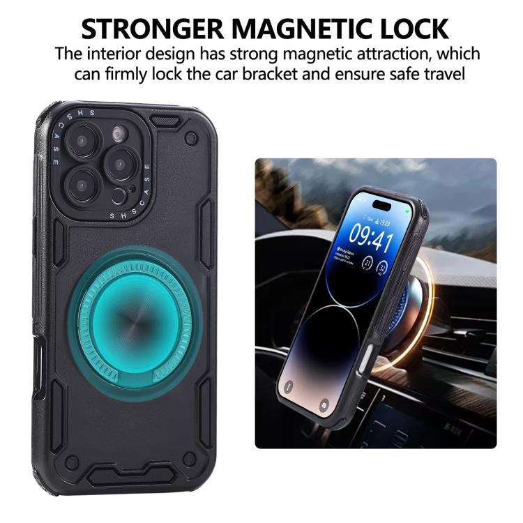 Funda magnética con rotación de 360 grados y mecanismo de tres núcleos para iPhone 15 Pro Max (negra)