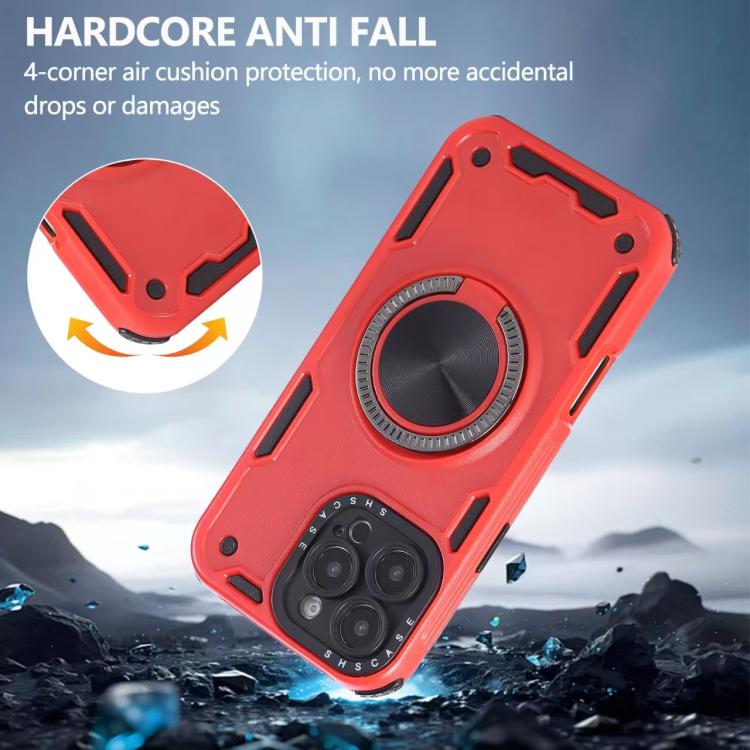 Funda magnética con rotación de 360 grados y mecanismo de tres núcleos para iPhone 16 (roja)