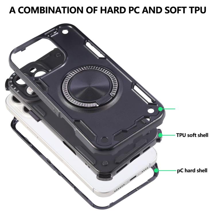 Funda magnética con rotación de 360 grados y mecanismo de tres núcleos para iPhone 11 (azul real)