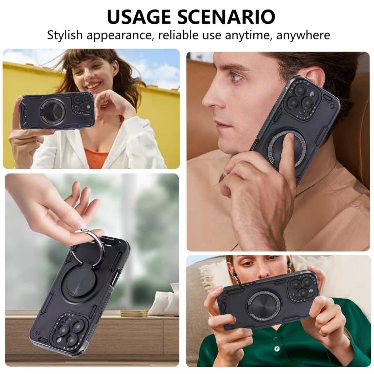 Funda magnética con rotación de 360 grados y mecanismo de tres núcleos para iPhone 11 (azul real)
