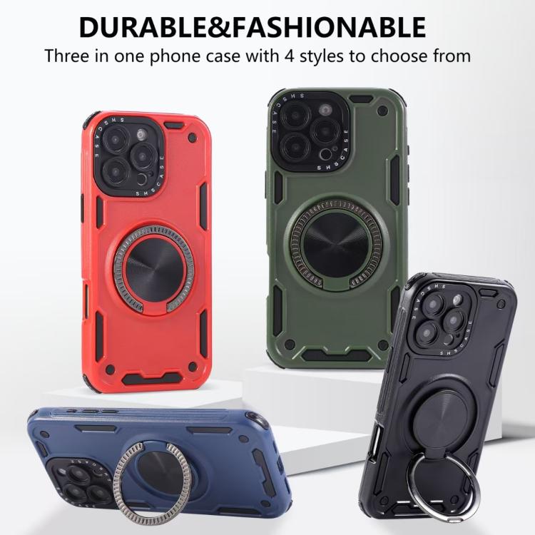 Funda magnética con rotación de 360 grados y mecanismo de tres núcleos para iPhone 15 Pro Max (negra)