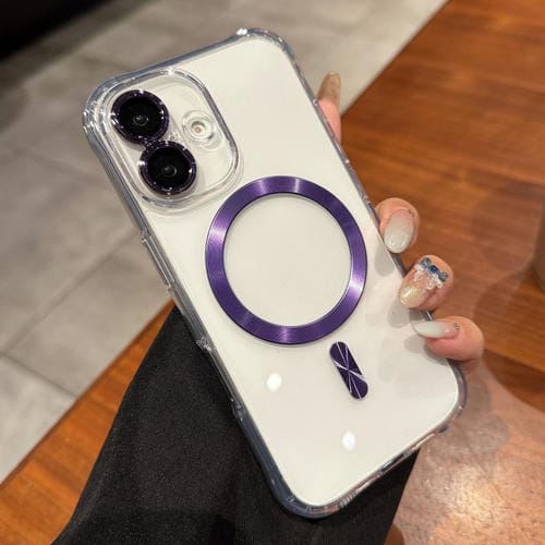 Funda de acrílico transparente MagSafe para iPhone 16 Plus (morado)
