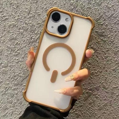 Funda MagSafe semitransparente con tacto esmerilado para iPhone 14 Plus (marrón)