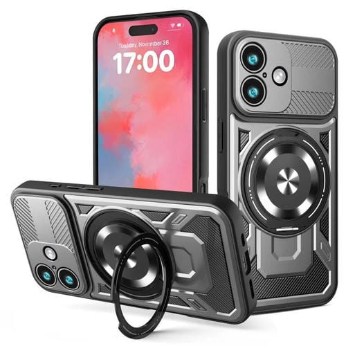 Funda protectora con soporte giratorio MagSafe para iPhone 17 (gris)