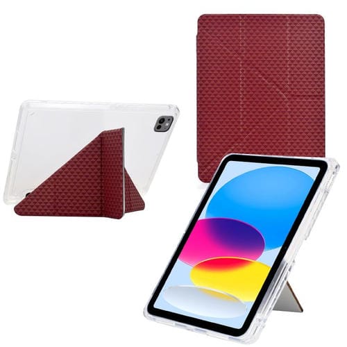 Funda de cuero inteligente con textura piramidal y pliegue en Y para iPad Air 11 (2024/2025) (Roja)