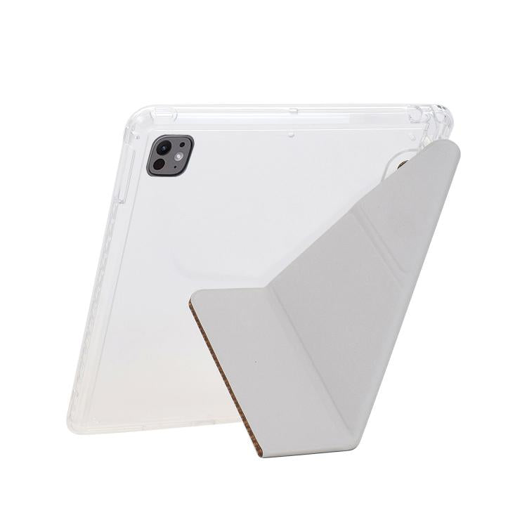 Funda de cuero inteligente con textura piramidal plegable en Y para iPad Air 13 (2024/2025) y Pro 12.9 (roja)