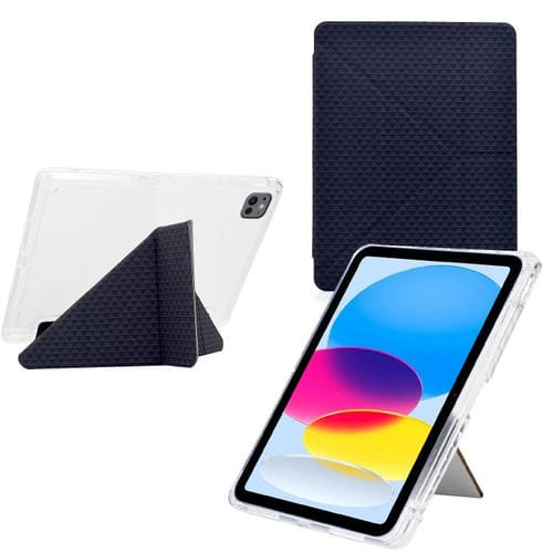 Funda de cuero inteligente con textura piramidal plegable en Y para iPad Air 13 (2024/2025) y Pro 12.9 (negro)