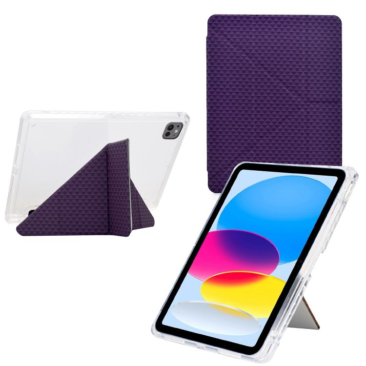 Funda de cuero inteligente con textura piramidal y pliegue en Y para iPad Pro 11 (2024) (morado)