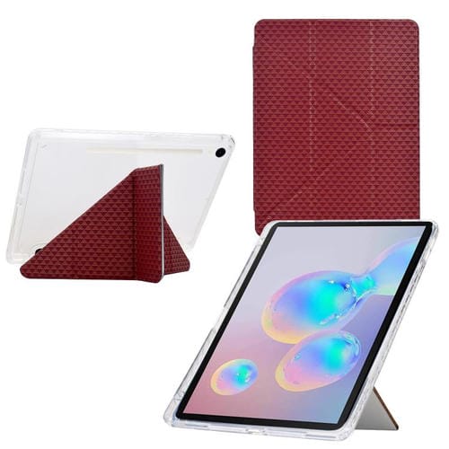 Funda de cuero inteligente con textura piramidal plegable en Y para Samsung Galaxy Tab S10 FE/S9 (roja)