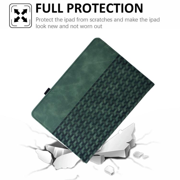Funda de cuero inteligente con relieve y bloques de construcción giratorios para Samsung Galaxy Tab S10 FE/S9 (verde)