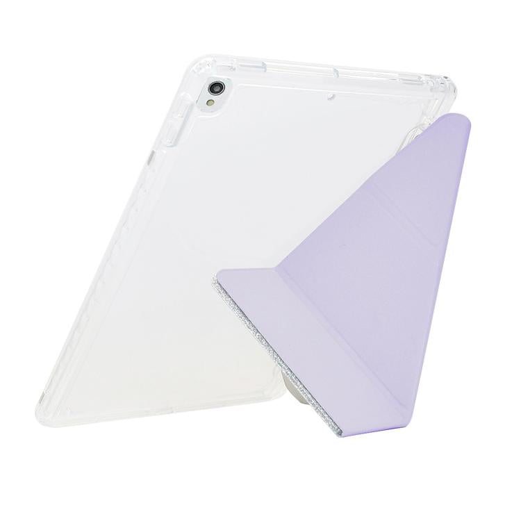 Funda plegable en Y de acrílico transparente con purpurina para iPad 10.2 (2021) y Air 10.5 (morado)