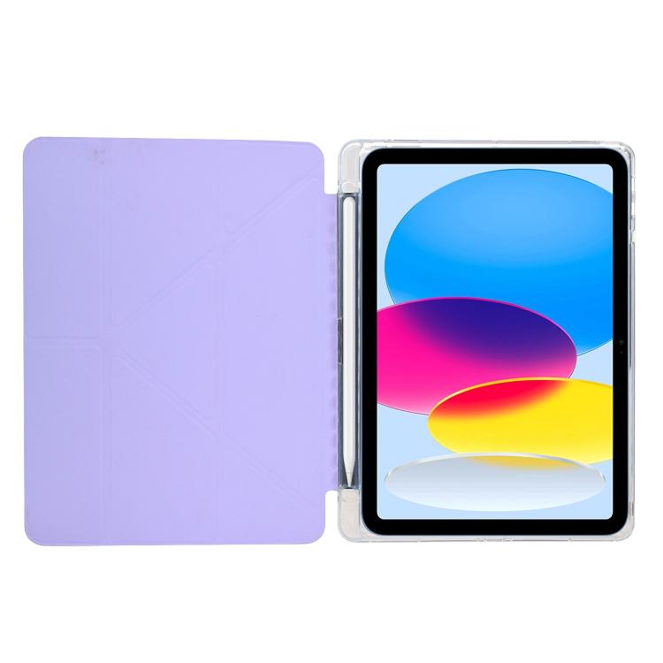 Funda plegable en Y de acrílico transparente con purpurina para iPad 10.2 (2021) y Air 10.5 (morado)