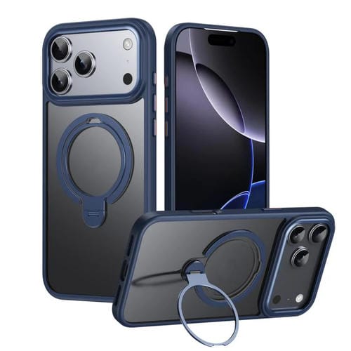 Funda magnética MagSafe de doble anillo para iPhone 17 Pro Max (azul mate)