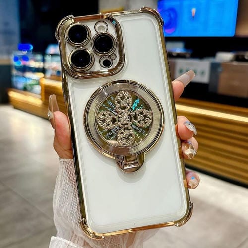 Funda con soporte giratorio para iPhone 12 Pro (dorada)