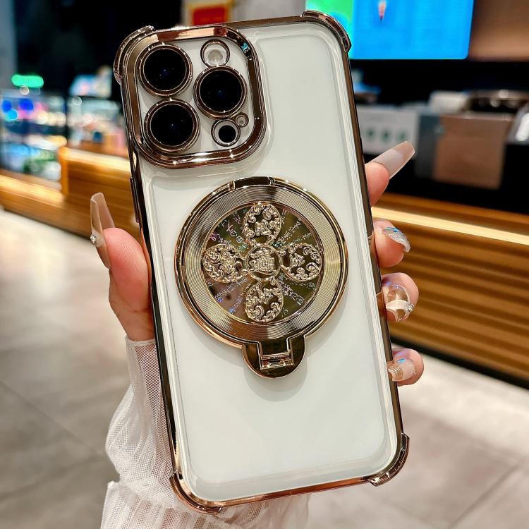 Funda con soporte giratorio para iPhone 15 Pro (dorado desierto)