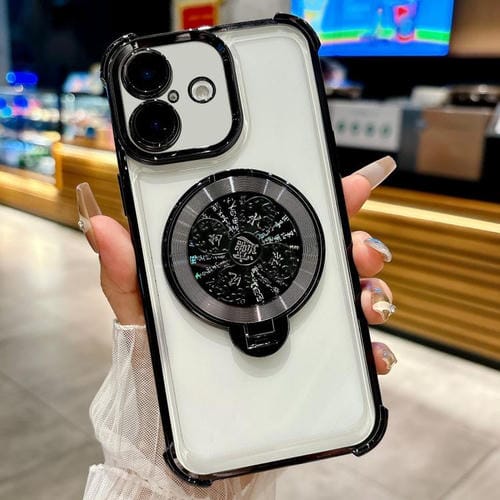 Funda con soporte para peonza para iPhone 16 (negra)