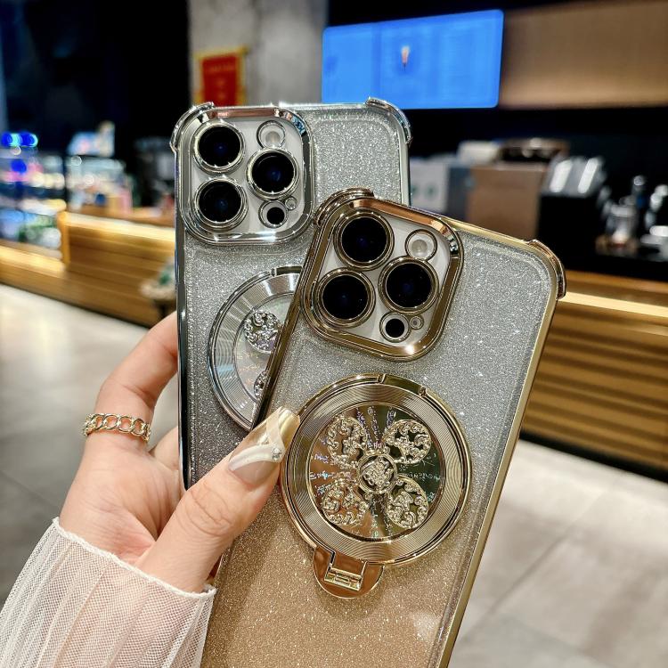 Funda con soporte para peonza para iPhone 16e (dorado desierto)