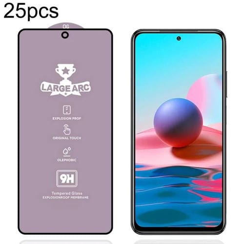 Película de vidrio templado de arco grande de aluminio de alta resistencia, 25 unidades, 9H, 0,4 mm, para Xiaomi Redmi Note 10 5G