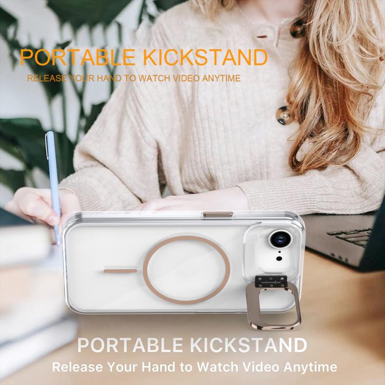 Funda para iPhone 16e con marco de lente MagSafe transparente y brillante (blanco)