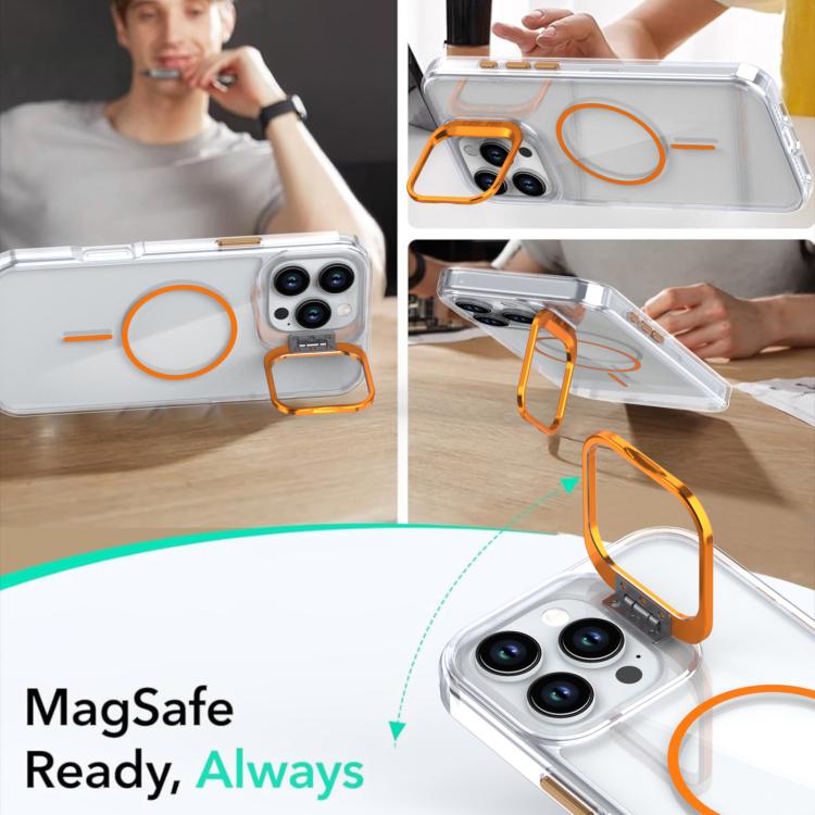 Funda para iPhone 16 Pro Max con marco de lente MagSafe transparente y brillante (negro)