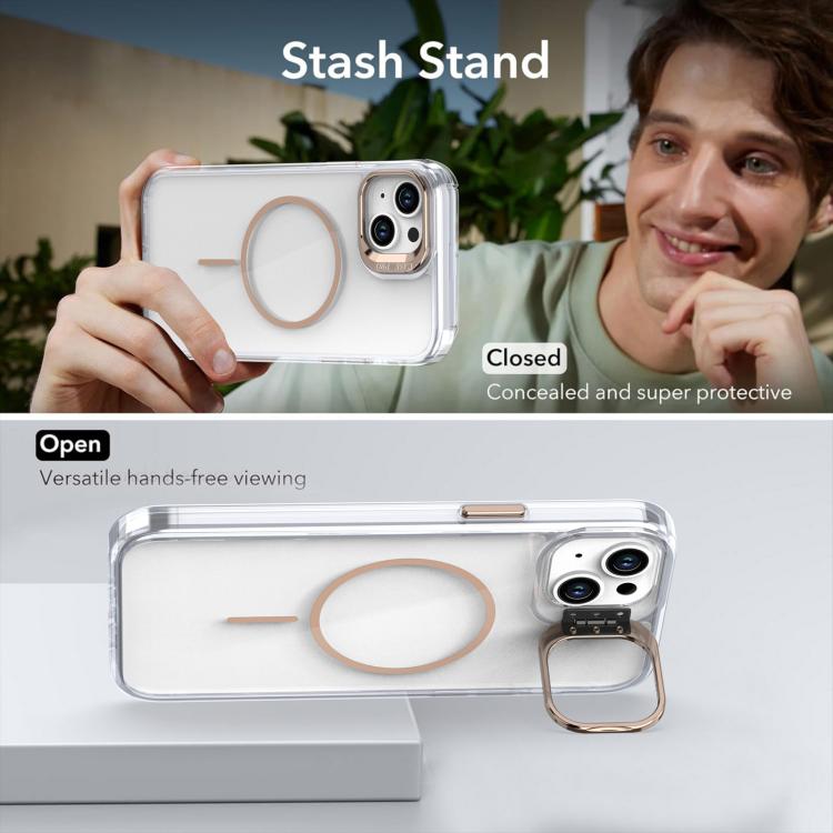 Funda para iPhone 15 Plus con marco de lente MagSafe transparente y brillante (azul)