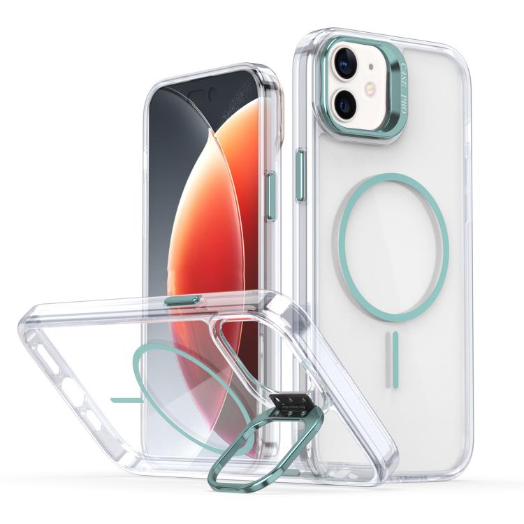 Funda para iPhone 11 con marco de lente MagSafe transparente y brillante (azul)