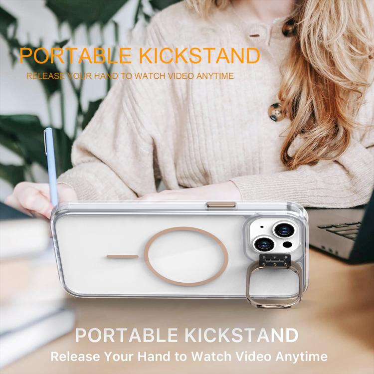 Funda para iPhone 11 con marco de lente MagSafe transparente y brillante (naranja)