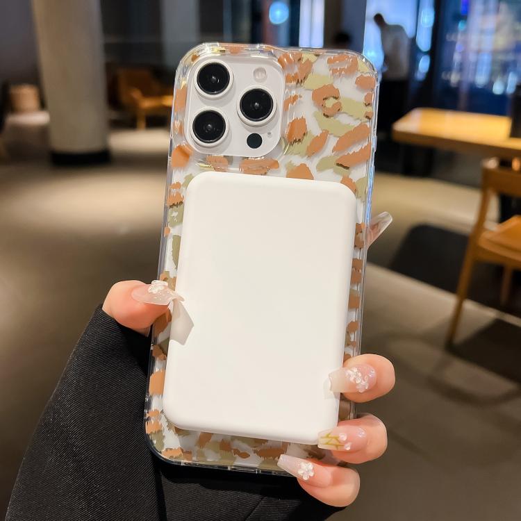 Funda Leopard MagSafe con laminado IMD de doble cara para iPhone 16e (café amarillo)