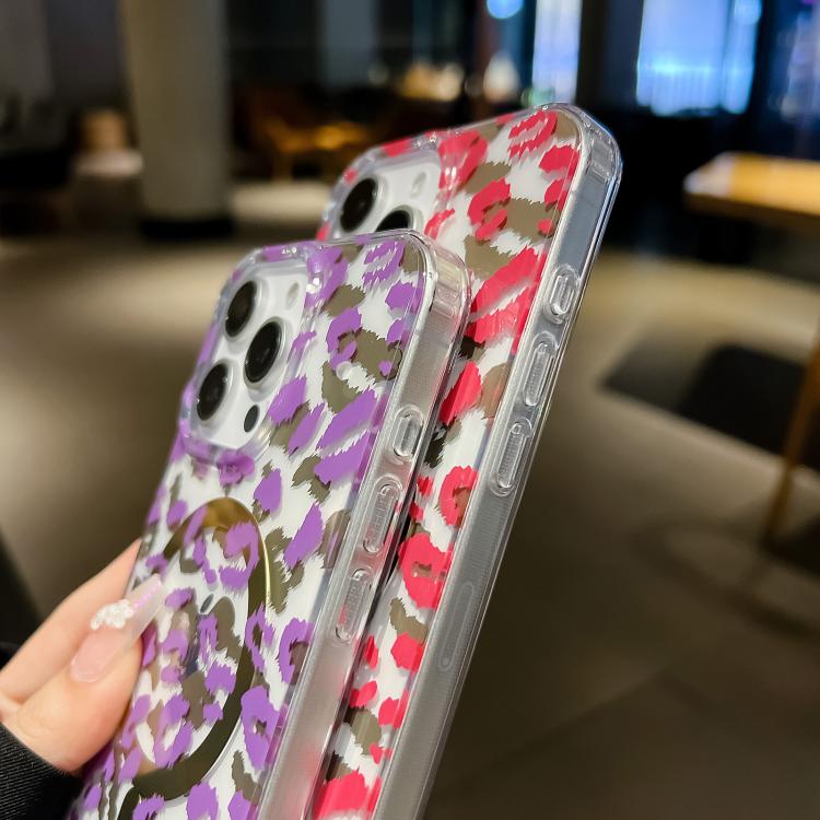 Funda MagSafe Leopard para iPhone 15 con laminado de doble cara IMD (morado)