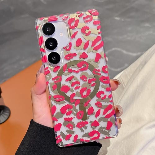 Funda para Samsung Galaxy S24+ 5G Leopard con laminado MagSafe de doble cara IMD (rosa)