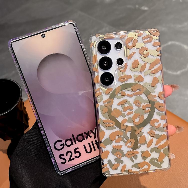 Funda para Samsung Galaxy S25+ 5G Leopard con laminado IMD de doble cara MagSafe (rosa)