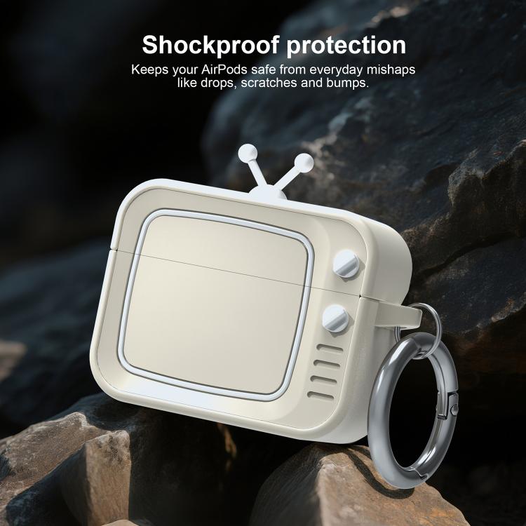 Funda protectora de silicona para auriculares AirPods Pro 2 Retro TV Bluetooth (negro)