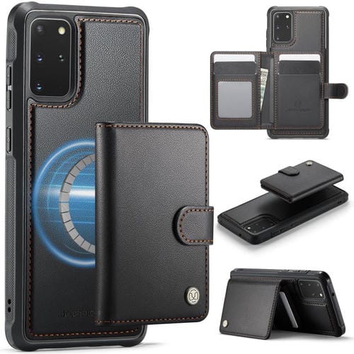 Funda de cuero con hebilla magnética para Samsung Galaxy S20+ JEEHOOD J09, con ranuras para tarjetas, estilo RFID, MagSafe (negro)