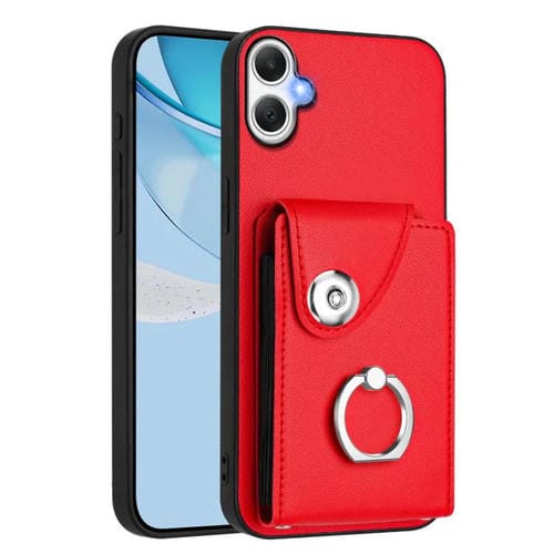Funda para Samsung Galaxy A06 4G con tarjetero y anillo (roja)