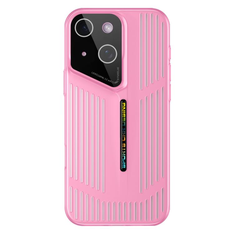 Funda para iPhone 15, translúcida, esmerilada y con disipación de calor (rojo claro)