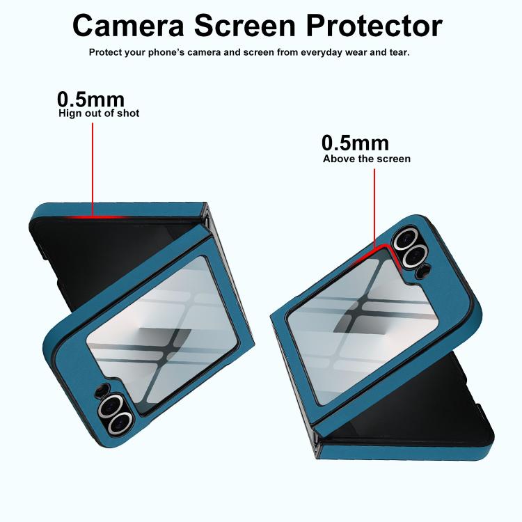 Funda de cuero con soporte giratorio plegable y película MagSafe integrada para Samsung Galaxy Z Flip5 (azul)