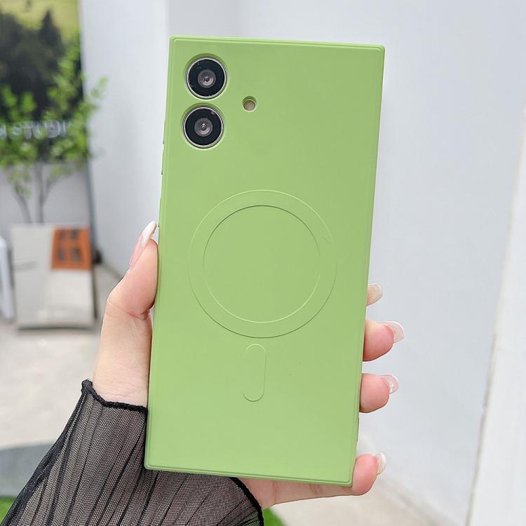 Funda magnética MagSafe de silicona líquida de color sólido para Samsung Galaxy A05 (verde matcha)