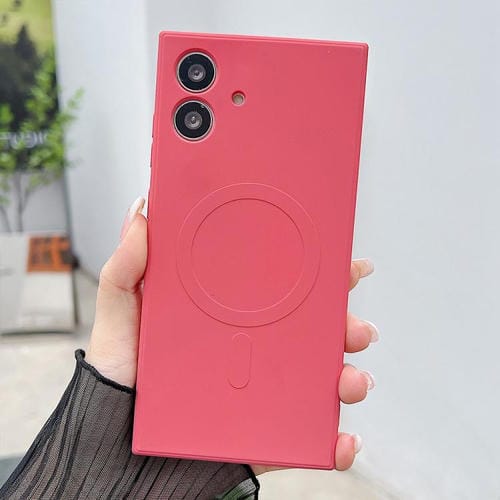 Funda magnética de silicona líquida MagSafe para Samsung Galaxy A05 (rojo camelia)