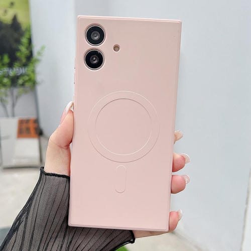 Funda magnética MagSafe de silicona líquida de color sólido para Samsung Galaxy A05 (rosa)