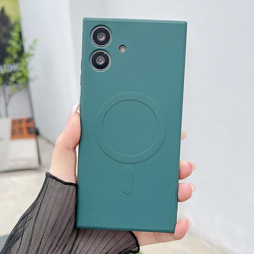 Funda magnética MagSafe de silicona líquida de color sólido para Samsung Galaxy A05 (verde oscuro)