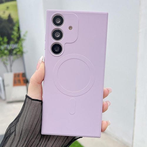 Funda magnética MagSafe de silicona líquida de color sólido para Samsung Galaxy A16 4G/5G (morado hierba)