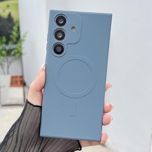 Funda magnética MagSafe de silicona líquida de color sólido para Samsung Galaxy A16 4G/5G (gris lavanda)
