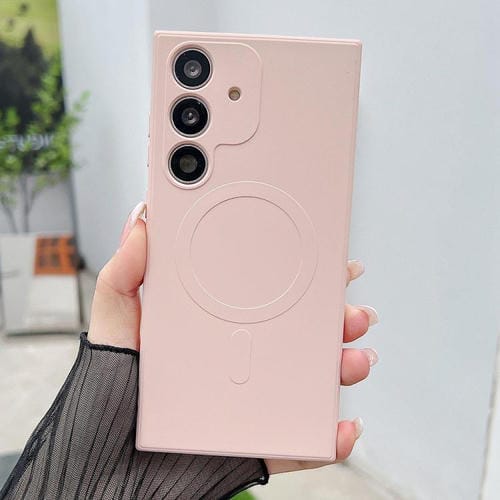 Funda magnética MagSafe de silicona líquida de color sólido para Samsung Galaxy A16 4G/5G (rosa)