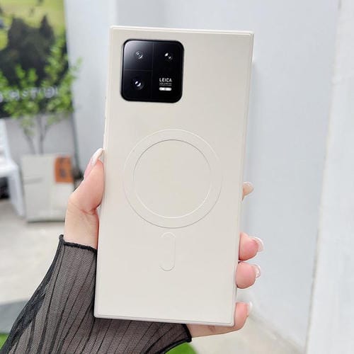 Funda magnética MagSafe de silicona líquida de color sólido para Xiaomi 13 (blanco antiguo)