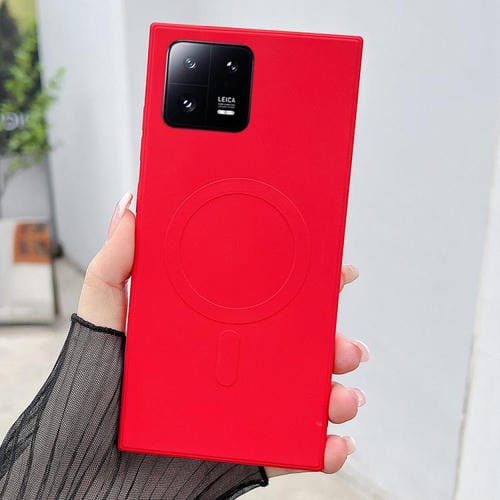 Funda magnética MagSafe de silicona líquida de color sólido para Xiaomi 13 Pro (roja)