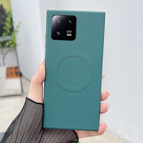 Funda magnética MagSafe de silicona líquida de color sólido para Xiaomi 13 Pro (verde oscuro)