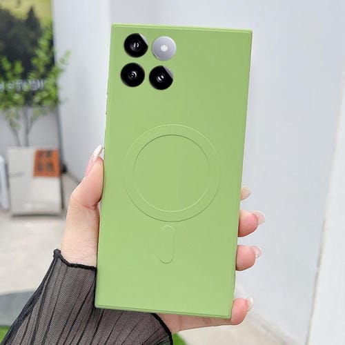 Funda magnética MagSafe de silicona líquida de color sólido para Xiaomi 14 (verde matcha)
